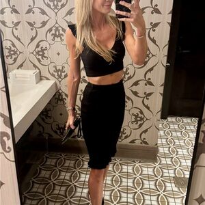 Superdown Black Fitted Skirt and Top Ruffles Small